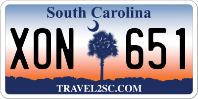 SC license plate XON651