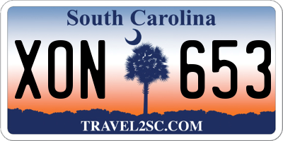 SC license plate XON653