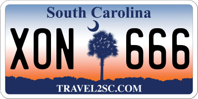 SC license plate XON666