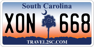 SC license plate XON668