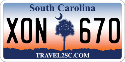 SC license plate XON670