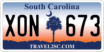 SC license plate XON673