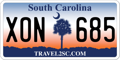 SC license plate XON685