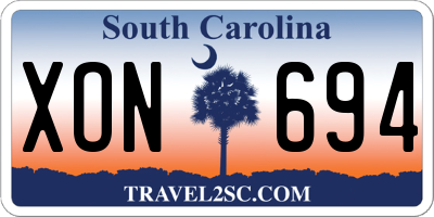 SC license plate XON694