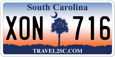 SC license plate XON716