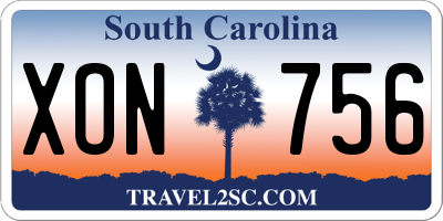 SC license plate XON756