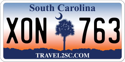 SC license plate XON763
