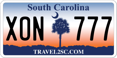 SC license plate XON777