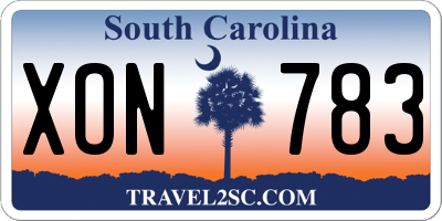 SC license plate XON783
