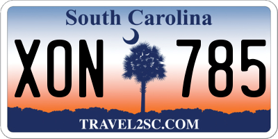 SC license plate XON785