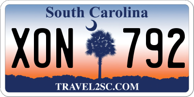 SC license plate XON792