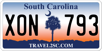 SC license plate XON793