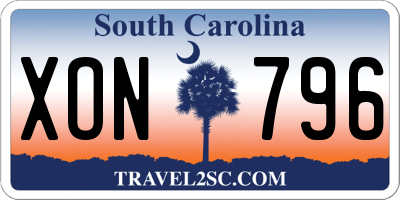 SC license plate XON796