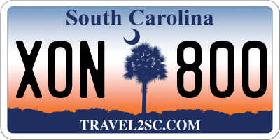 SC license plate XON800