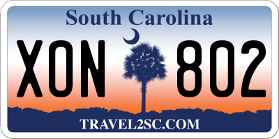 SC license plate XON802