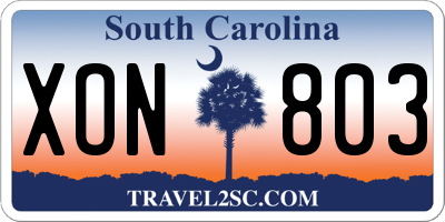 SC license plate XON803