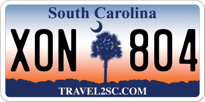 SC license plate XON804
