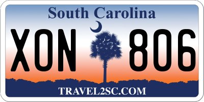 SC license plate XON806