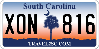 SC license plate XON816