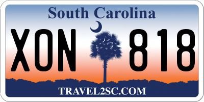 SC license plate XON818