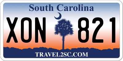 SC license plate XON821