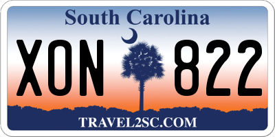 SC license plate XON822