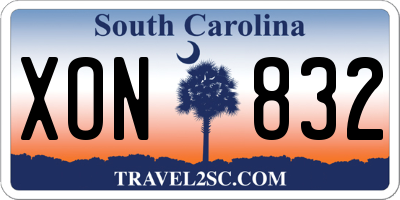 SC license plate XON832