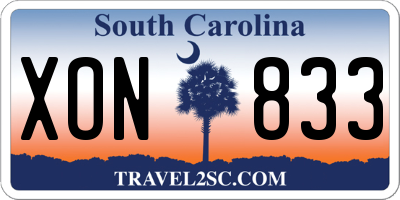 SC license plate XON833
