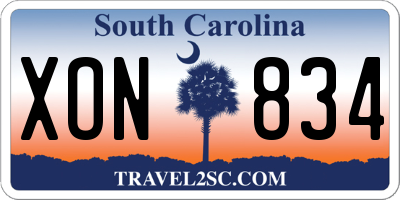 SC license plate XON834