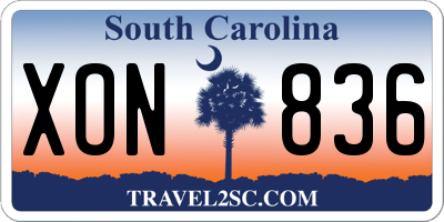 SC license plate XON836