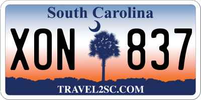 SC license plate XON837