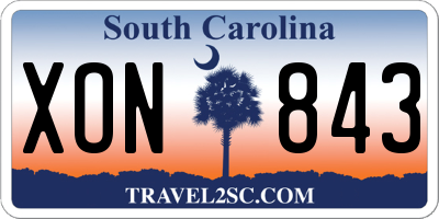 SC license plate XON843