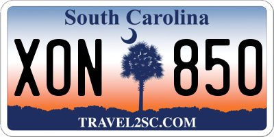 SC license plate XON850