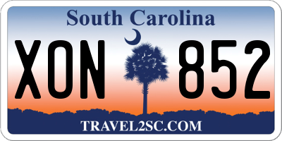SC license plate XON852