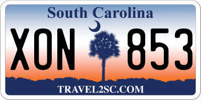 SC license plate XON853