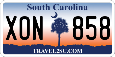 SC license plate XON858