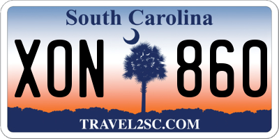 SC license plate XON860