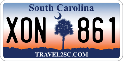 SC license plate XON861