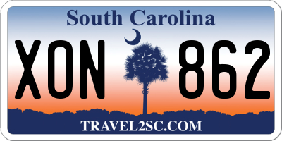 SC license plate XON862