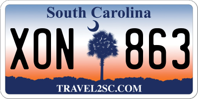 SC license plate XON863