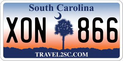 SC license plate XON866