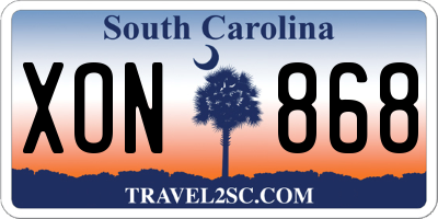 SC license plate XON868