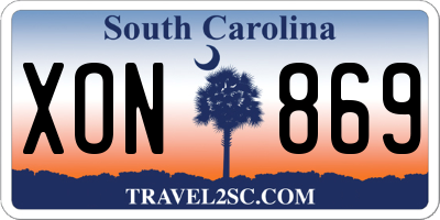 SC license plate XON869