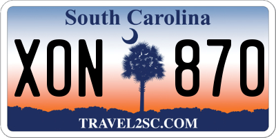 SC license plate XON870