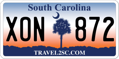 SC license plate XON872