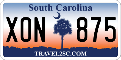SC license plate XON875