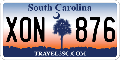SC license plate XON876