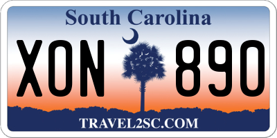 SC license plate XON890