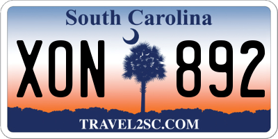 SC license plate XON892