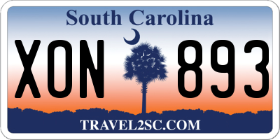 SC license plate XON893